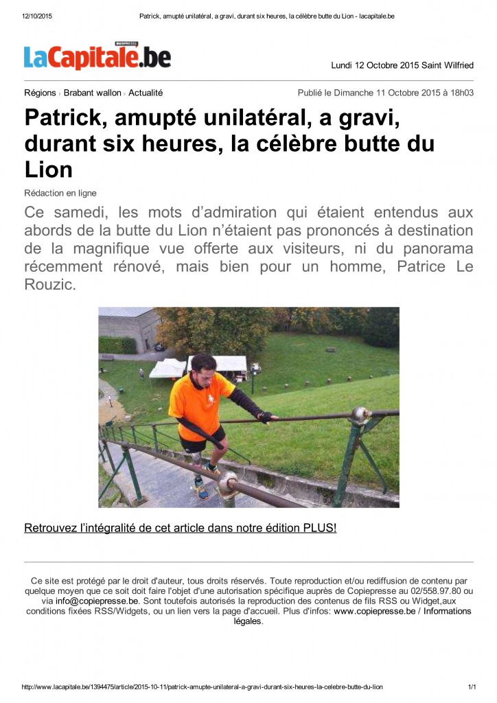 Patrick, amupté unilatéral, a gravi, du... célèbre butte du