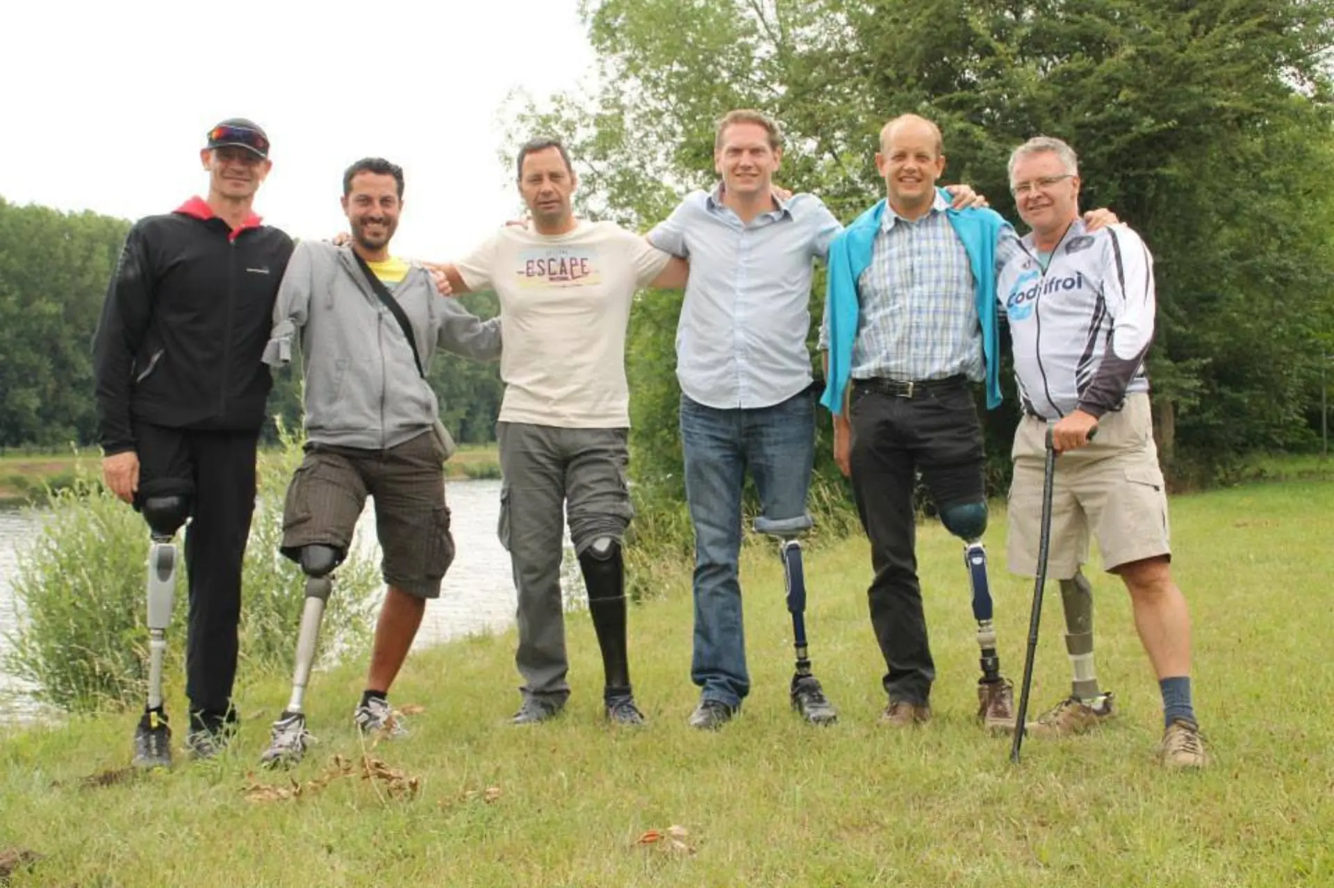 Quelques membres d'amptraide du 15 juin 2014 de droite à gauche Alex Cosemans, Patrick Bergenhuizen, Lionel Gomez, John Christopher, Patrice Le Rouzic et Luc Huberty